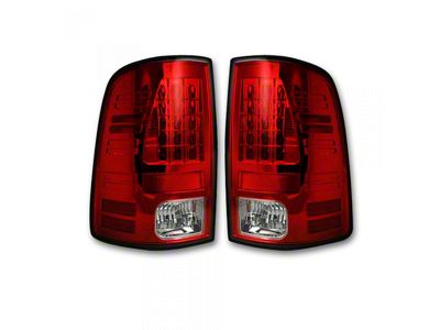 LED Tail Lights; Chrome Housing; Red Lens (13-18 RAM 3500 w/ Factory LED Tail Lights)