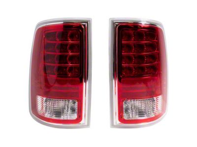 LED Tail Lights; Chrome Housing; Red Lens (13-18 RAM 3500 w/ Factory LED Tail Lights)