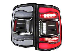 LED Tail Lights with Sequential Turn Signal; Matte Black Housing; Clear Lens (13-18 RAM 3500 w/ Factory LED Tail Lights)