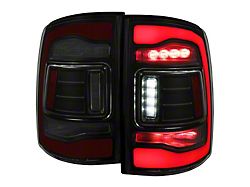 LED Tail Lights with Sequential Turn Signal; Matte Black Housing; Smoked Lens (13-18 RAM 3500 w/ Factory LED Tail Lights)