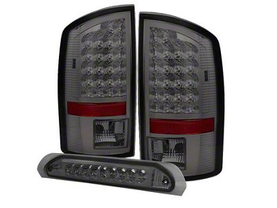 LED Tail Lights with Third Brake Light; Chrome Housing; Smoked Lens (03-06 RAM 3500)