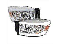 LED Tube Factory Style Headlights; Chrome Housing; Clear Lens (06-09 RAM 3500)