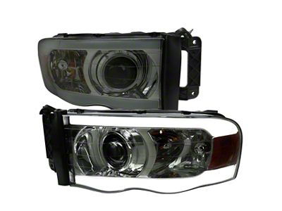 LED Tube Factory Style Headlights; Chrome Housing; Clear Lens (03-05 RAM 3500)