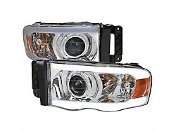 LED Tube Projector Headlights; Chrome Housing; Clear Lens (03-05 RAM 3500)