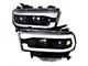 LED Tube Projector Headlights; Jet Black Housing; Clear Lens (19-24 RAM 3500 w/ Factory Halogen Headlights)