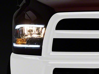 LED Tube Quad Style Headlights; Chrome Housing; Clear Lens (10-18 RAM 3500 w/ Factory Halogen Headlights)