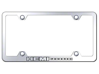 HEMI Powered Steel Wide Body License Plate Frame; Laser Etched Mirrored (Universal; Some Adaptation May Be Required)