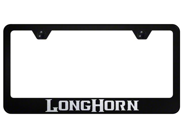 Longhorn Stainless Steel License Plate Frame; Laser Etched (Universal; Some Adaptation May Be Required)