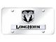 Dual Longhorn License Plate; Chrome on Black (Universal; Some Adaptation May Be Required)