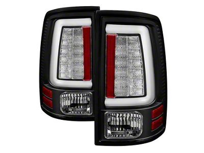 Light Bar LED Tail Lights; Black Housing; Clear Lens (10-18 RAM 3500 w/ Factory Halogen Tail Lights)