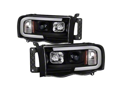 Light Bar Projector Headlights; Black Housing; Clear Lens (03-05 RAM 3500)