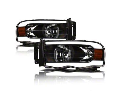 LM Series Headlights; Black Housing; Clear Lens (03-05 RAM 3500)