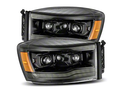 AlphaRex LUXX-Series LED Projector Headlights; Alpha Black Housing; Clear Lens (06-09 RAM 3500)