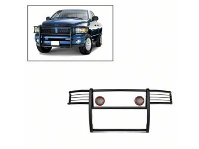 Modular Grille Guard with 5.30-Inch Red Round Flood LED Lights; Black (03-05 RAM 3500)