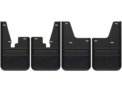 No-Drill Mud Flaps with Black Plate; Front and Rear (10-18 RAM 3500 SRW w/o OE Fender Flares)