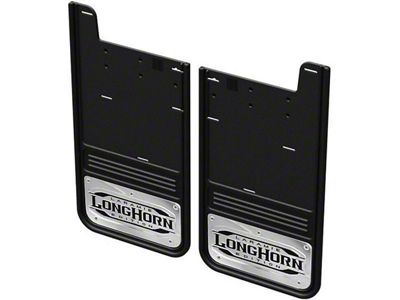 No-Drill Mud Flaps with Laramie Longhorn Logo; Rear (19-24 RAM 3500 SRW)