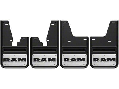 No-Drill Mud Flaps with RAM Text Logo; Front and Rear (10-18 RAM 3500 SRW w/ OE Fender Flares)