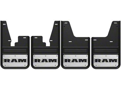 No-Drill Mud Flaps with RAM Text Logo; Front and Rear (10-18 RAM 3500 SRW w/o OE Fender Flares)