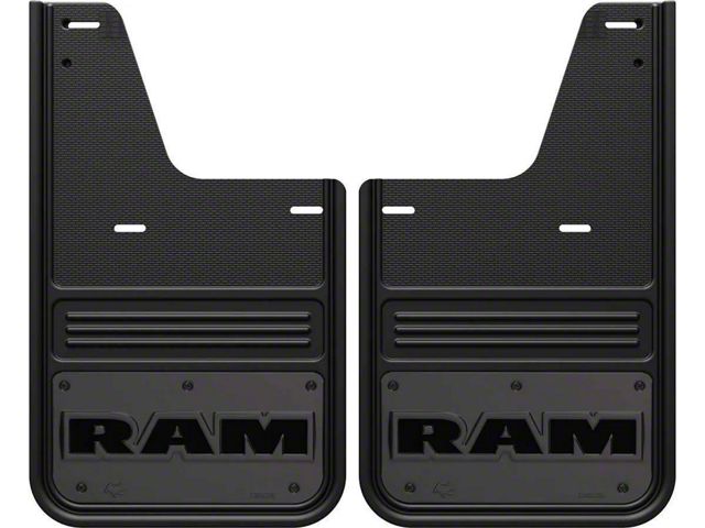 No-Drill Mud Flaps with RAM Text Logo; Rear (10-18 RAM 3500 SRW)