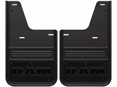No-Drill Mud Flaps with RAM Text Logo; Rear (10-18 RAM 3500 SRW)