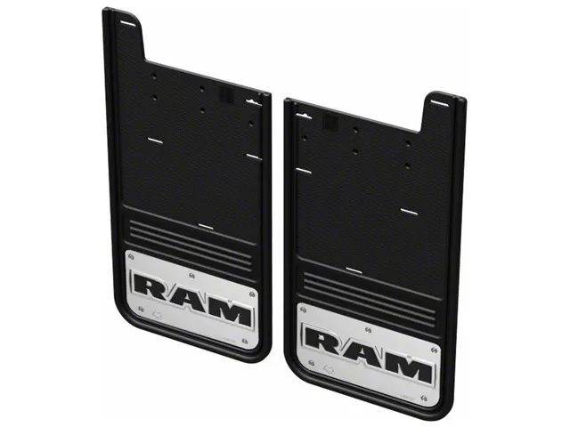 No-Drill Mud Flaps with RAM Text Logo; Rear (19-24 RAM 3500 SRW)