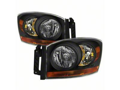 OE Style Headlights; Black Housing; Clear Lens (06-09 RAM 3500)