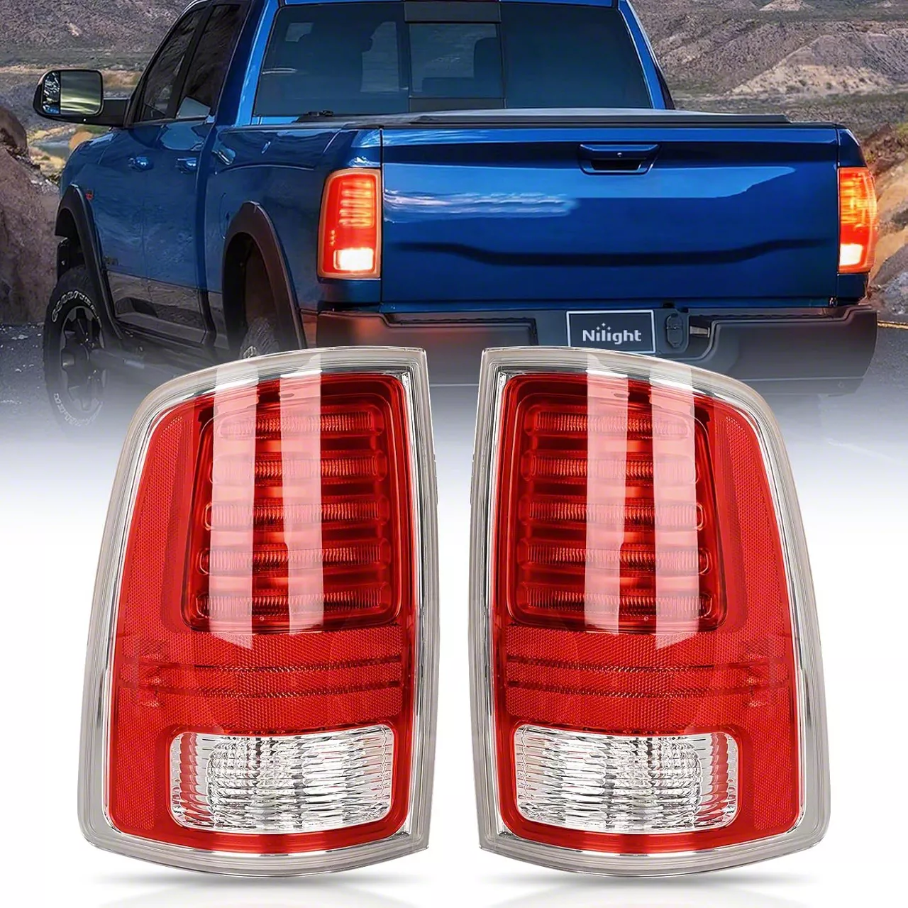 OE Style LED Tail Lights; Chrome Housing; Clear Lens NA1184 (14-18 RAM ...