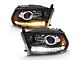 OE Style Plank Style Switchback Halo Projector Headlights; Black Housing; Clear Lens (10-18 RAM 3500 w/ Factory Halogen Non-Projector Headlights)
