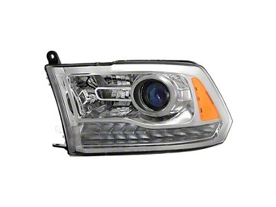 OE Style Projector Headlight; Chrome Housing; Clear Lens; Driver Side (13-15 RAM 3500 w/ Factory Halogen Projector Headlights)