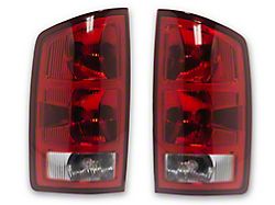 OEM Style Tail Lights; Chrome Housing; Red Clear Lens (03-06 RAM 3500)