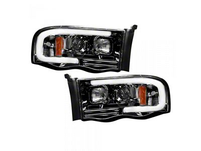 OLED Halo Projector Headlights; Black Housing; Smoked Lens (03-05 RAM 3500)