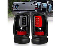 Plank Style LED Tail Lights; Black Housing; Clear Lens (94-02 RAM 3500)