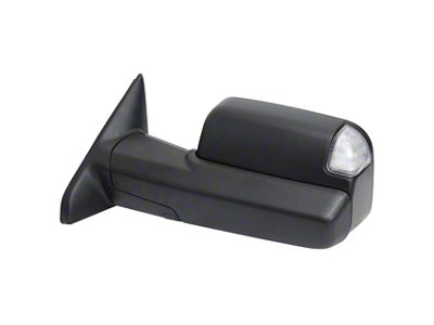 Powered Heated Manual Fold Mirror with BSD, Puddle Light and Turn Signal; Black; Driver Side (19-22 RAM 3500)
