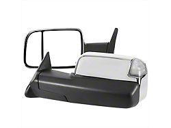 Powered Heated Manual Fold Towing Mirrors with Clear Lens LED Turn Signal; Chrome (98-02 RAM 3500)