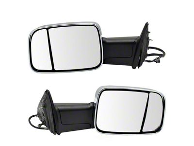 Powered Heated Memory Manual Folding Towing Mirrors with Chrome Cap (10-12 RAM 3500)