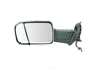 Powered Heated Memory Power Folding Towing Mirror with Chrome Cap; Driver Side (13-18 RAM 3500)