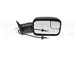 Powered Heated Side Mirror with Bracket; Passenger Side; Black (98-02 RAM 3500 w/ Towing Package)