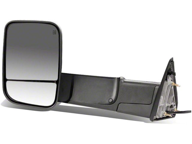 Powered Heated Towing Mirror with Smoked Turn Signal; Black; Driver Side (10-18 RAM 3500)