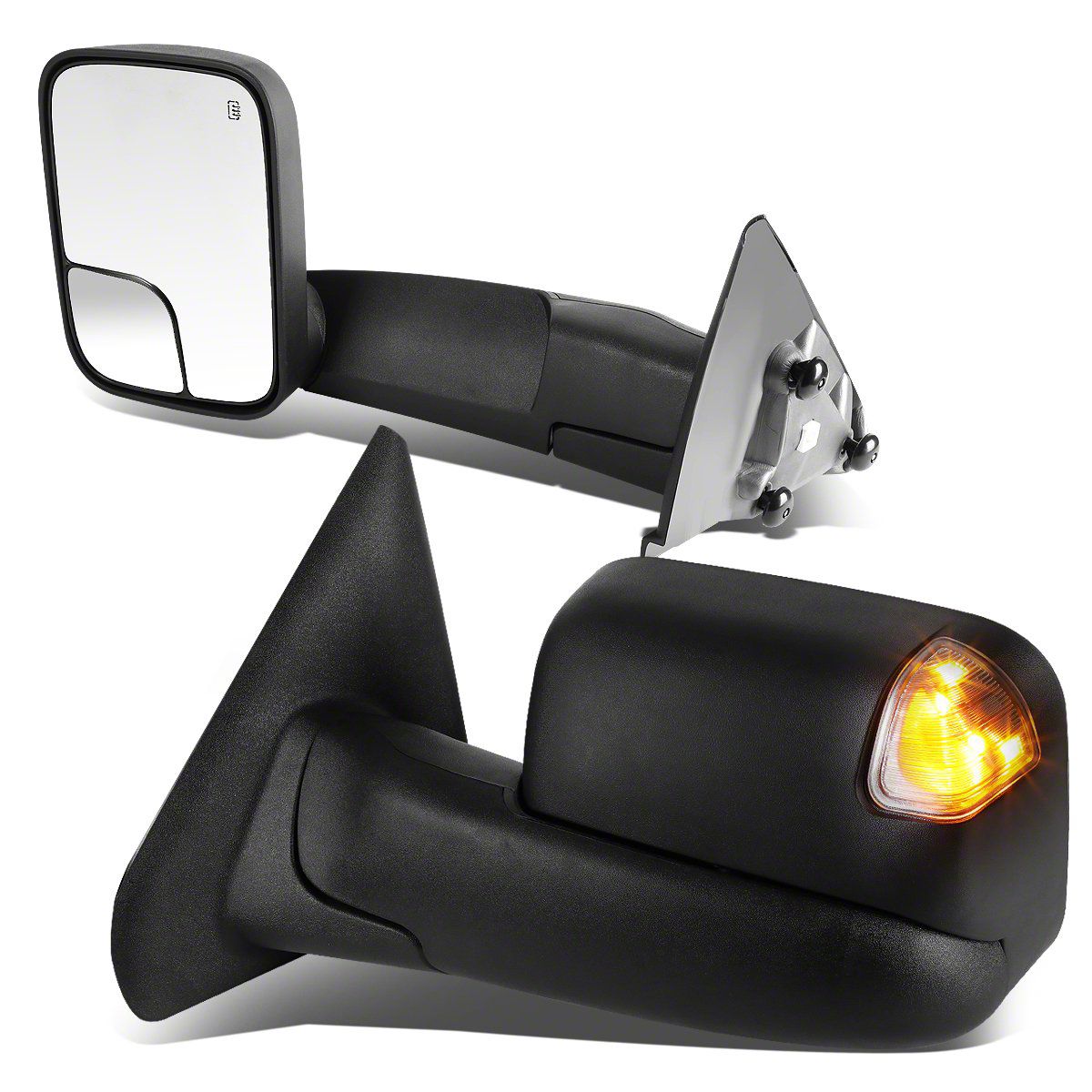 Power Heated Tow Mirrors For 09-17 Dodge Ram 1500-3500 – Signal & Puddle Lights, Pair