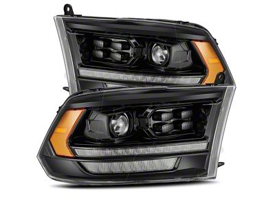 PRO-Series 2500 Style Projector Headlights; Alpha Black Housing; Clear Lens (13-18 RAM 3500 w/ Factory Halogen Projector Headlights)