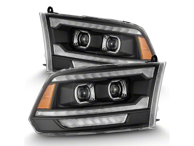 Pro-Series 5th Gen 2500 G2 Style Projector Headlights; Black Housing; Clear Lens (13-18 RAM 3500 w/ Factory Halogen Projector Headlights)