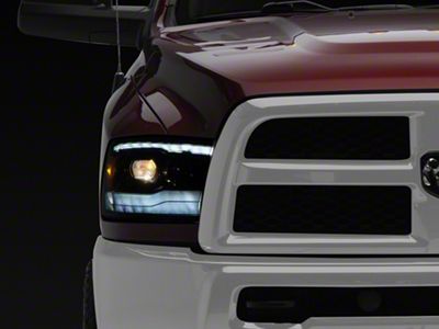 PRO-Series G2 Projector Headlights; Alpha Black Housing; Clear Lens (10-18 RAM 3500 w/ Factory Halogen Non-Projector Headlights)