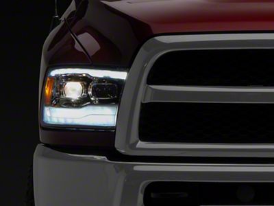 PRO-Series Projector Headlights; Chrome Housing; Clear Lens (13-18 RAM 3500 w/ Factory Projector Headlights)