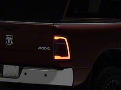 Red LED Bar Tail Lights; Matte Black Housing; Smoked Lens (10-18 RAM 3500 w/ Factory Halogen Tail Lights)