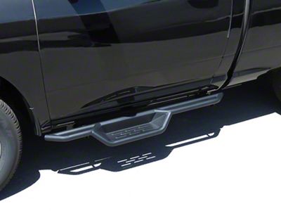 Round Tube Drop Style Nerf Side Step Bars; Black (10-24 RAM 3500 Regular Cab)