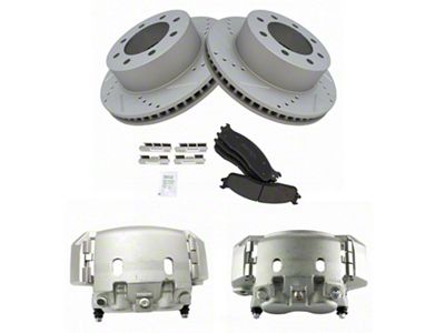 Semi-Metallic Performance 8-Lug Brake Rotor, Pad and Caliper Kit; Front (03-08 RAM 3500)