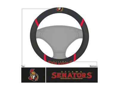 Steering Wheel Cover with Ottawa Senators Logo; Black (Universal; Some Adaptation May Be Required)