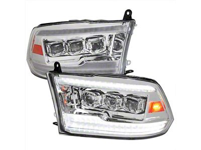 Switchback Sequential Full LED Projector Headlights; Chrome Housing; Clear Lens (10-18 RAM 3500 w/ Factory Halogen Headlights)