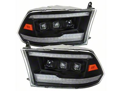 Switchback Sequential Full LED Projector Headlights; Matte Black Housing; Clear Lens (10-18 RAM 3500 w/ Factory Halogen Headlights)