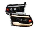 Switchback Sequential Full LED Projector Headlights; Matte Black Housing; Clear Lens (10-18 RAM 3500 w/ Factory Non-Projector Headlights)